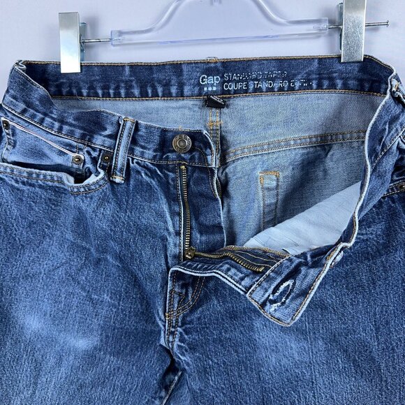 Gap Straight Leg Jeans Womens Size 34/34 Stretch Mid Rise Medium Wash Blue - Picture 5 of 14